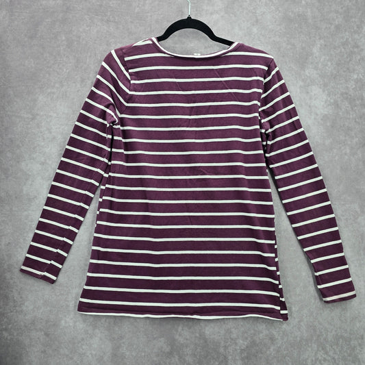Zenana Outfitters Purple Long Sleeve Stripe Y2K Retro Cotton Blouse Top Medium
