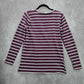 Zenana Outfitters Purple Long Sleeve Stripe Y2K Retro Cotton Blouse Top Medium