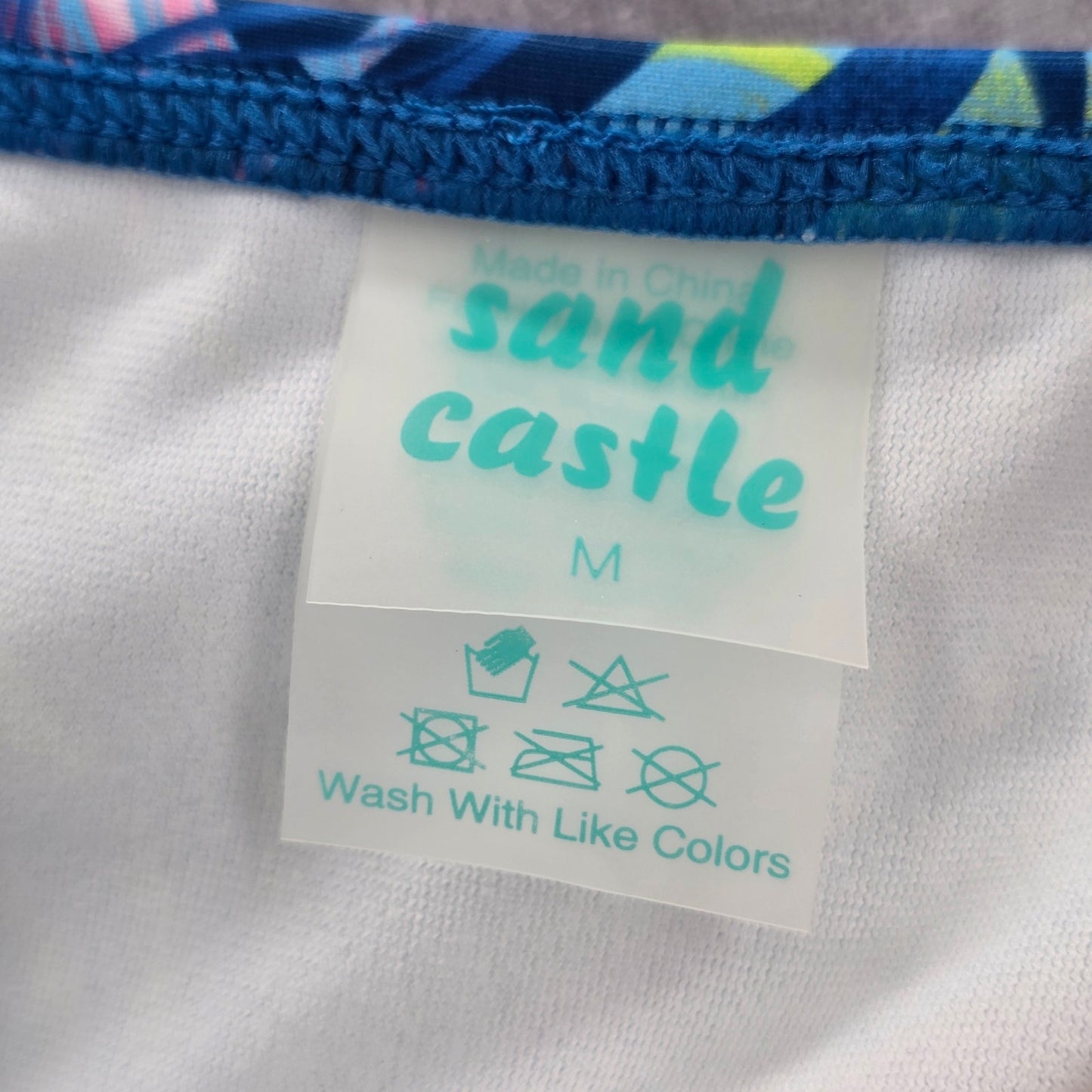 Sand Castle Blue Floral Print Bikini Bottoms Swimwear Medium