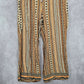 Orange Boho Floral Pullon Wide Straight Hippy Bottoms Pants S/M Small Medium