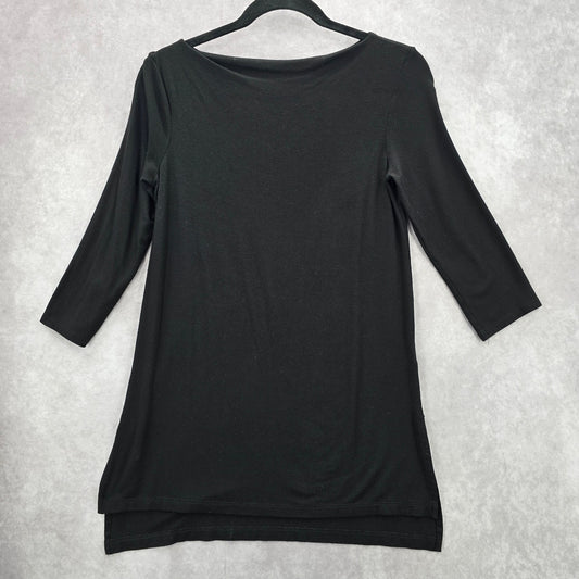 Willi Smith Black Long Slit Stretch Goth Blouse Retro Top Extra Small XS