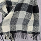 Rampage Black White Plaid Tartan Fringe Tassel Knit Wrap Shawl Scarves Scarf
