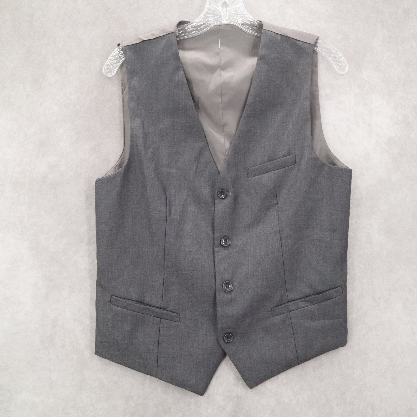 Gray 4 Button Point Welt Pocket Waistcoat Preppy Formal Tuxedo Suit Vest S 38R