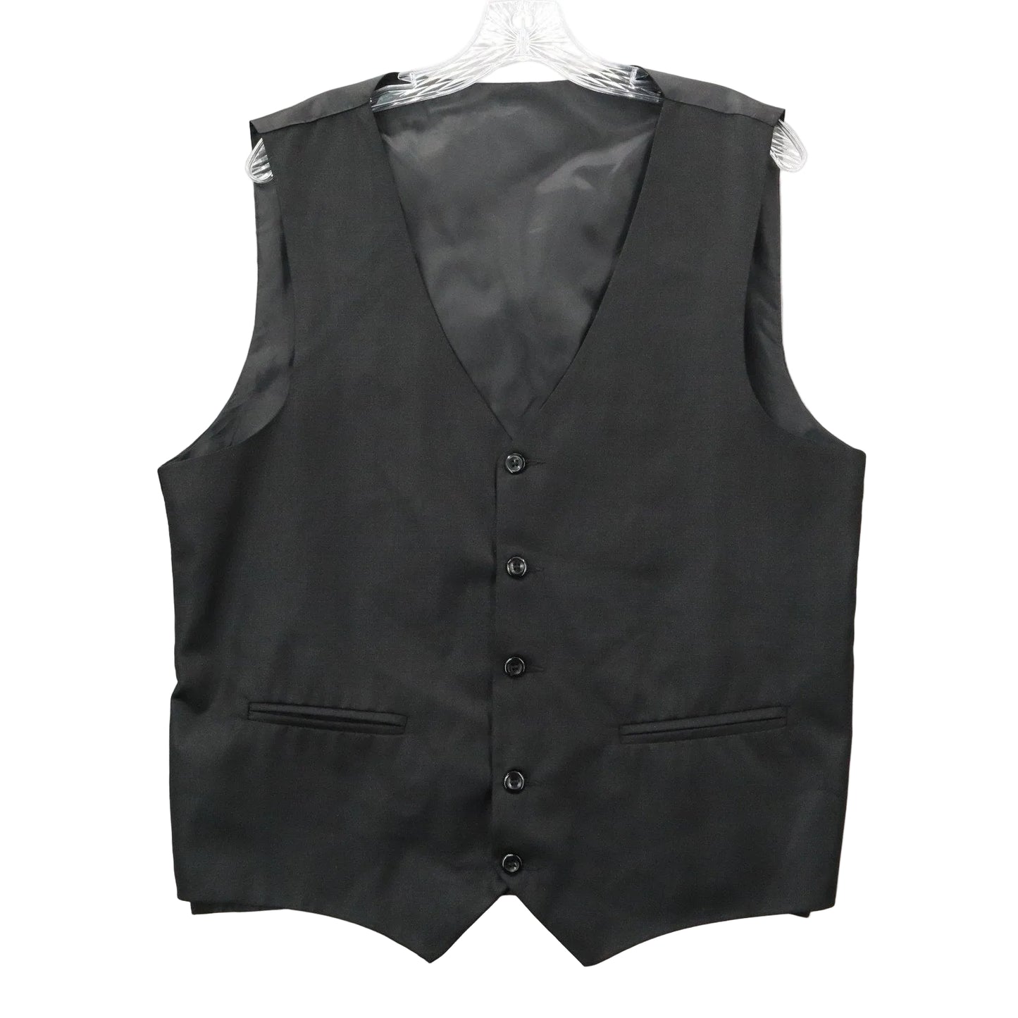 Black 5 Button Welt Pocket Point Waistcoat Formal Preppy Tuxedo Suit Vest L 44R