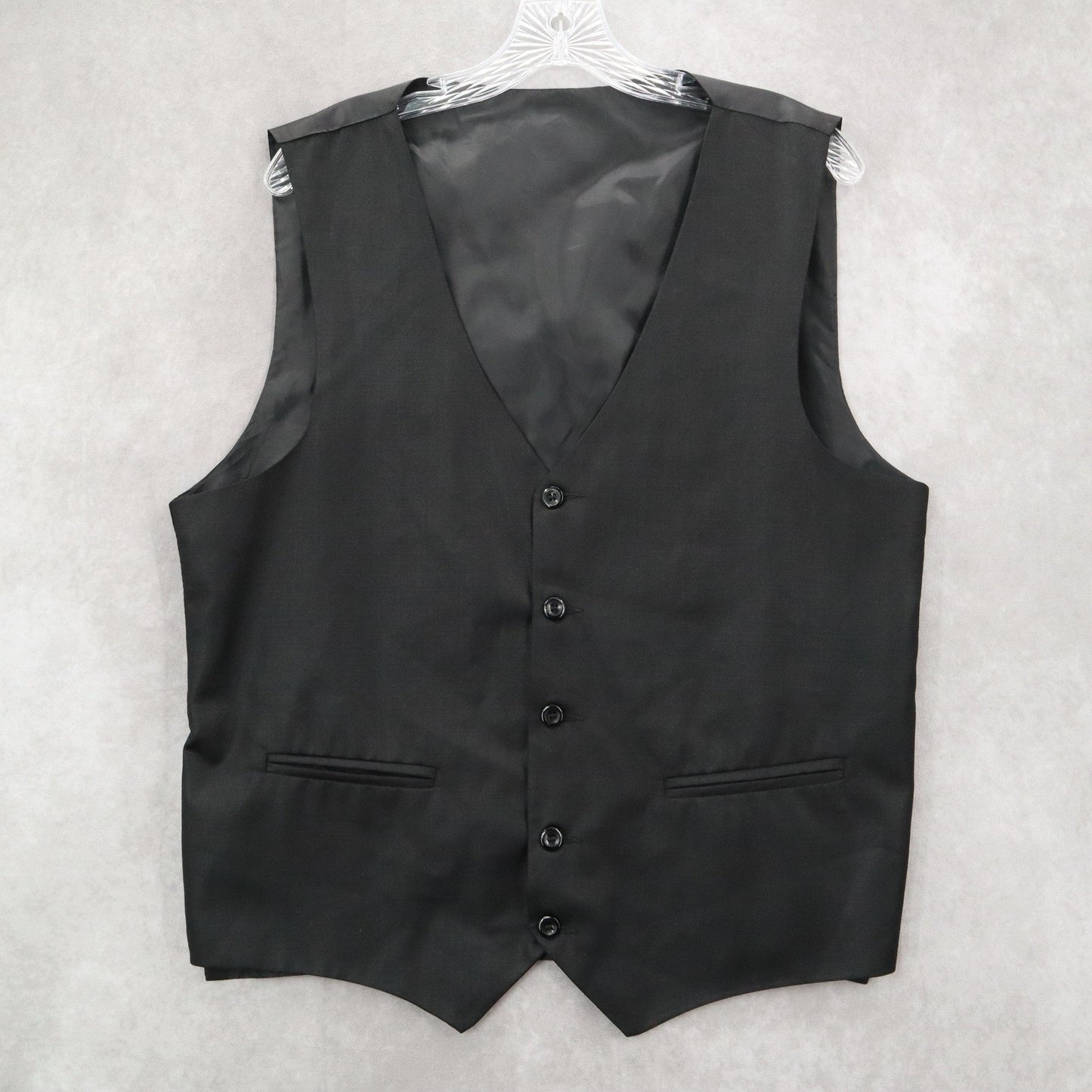 Black 5 Button Welt Pocket Point Waistcoat Formal Preppy Tuxedo Suit Vest L 44R