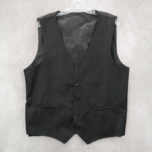 Black 5 Button Welt Pocket Point Waistcoat Formal Preppy Tuxedo Suit Vest L 44R