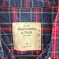Abercrombie & Fitch Red Blue Plaid Tartan Long Sleeve Button Up Shirt Boys XS
