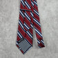 Nautica Red Blue White Striped Repp Executive Geometric Silk Neck Tie Men's