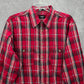 Haggar Red Plaid Mens Button Down Work Casual Long Sleeve Dress Shirt XL