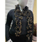 Black and gold ruffle scarf close view