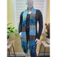 Cejon multicolor knit fringe scarf worn on mannequin