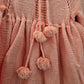 Orange Knit Button Up Tassel Handmade Flare Long Sleeve Girls Dress M Medium