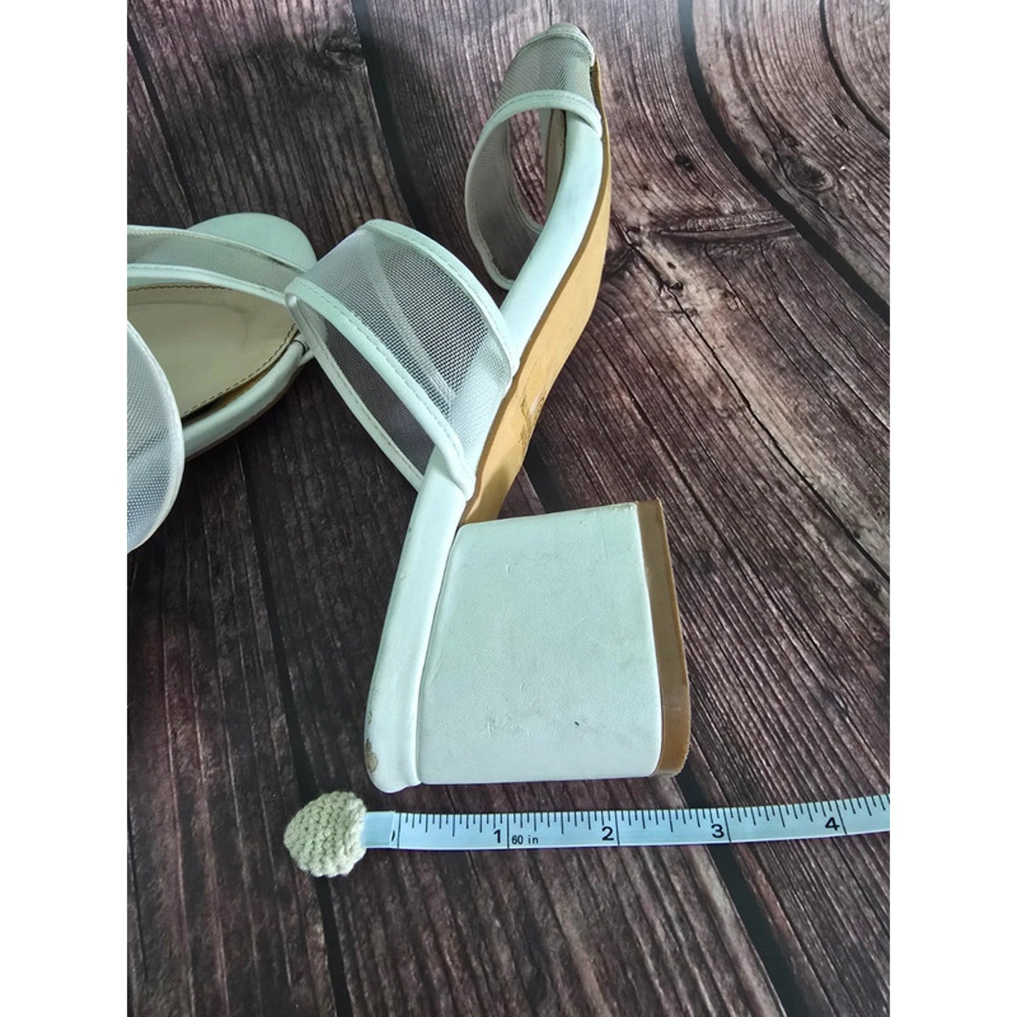 Lulus White Mesh Strap Heels 8