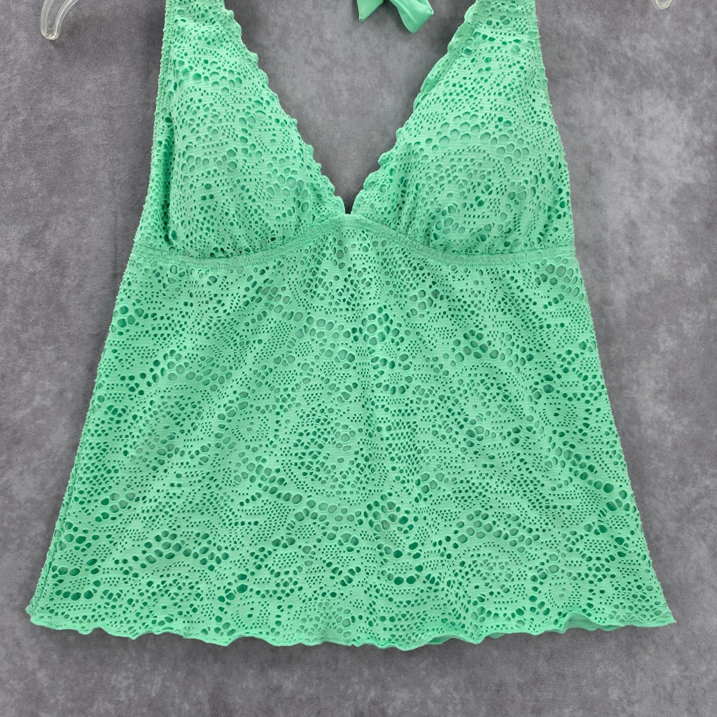 Mossimo Green Eyelet Halter Padded Swimwear Swimsuit Tankini Tank Top Medium M