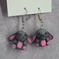 Gray Elephant Floppy Ears Dangle Hook Earrings Boho Fashion Jewelry