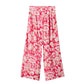 Mango Pink Floral Print Culotte Wide Leg Cropped Bottoms Pants XXL