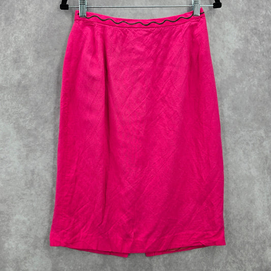Donna Morgan Pink Pencil Knee Length Linen Boho Vintage Whimsy Skirt M Medium 10