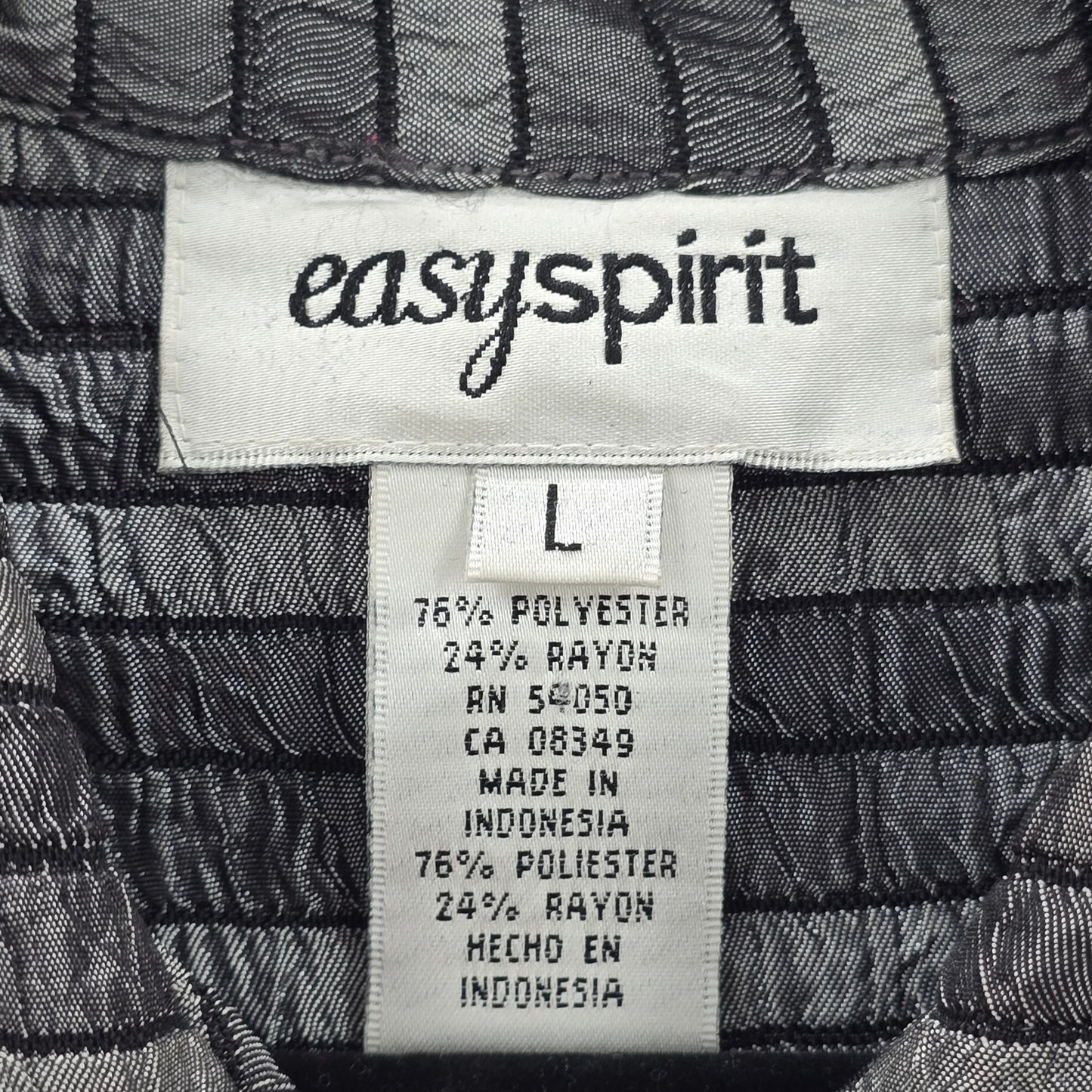Easy Spirit Gray Stripe Button Metallic Long Sleeve Coat Jacket Large