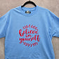 Believe in Yourself Blue Boho Leaf Handmade Red Cotton Tshirt Large