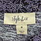 Style & Co Purple Black Floral Long Sleeve Flare Top Shirt Blouse Medium