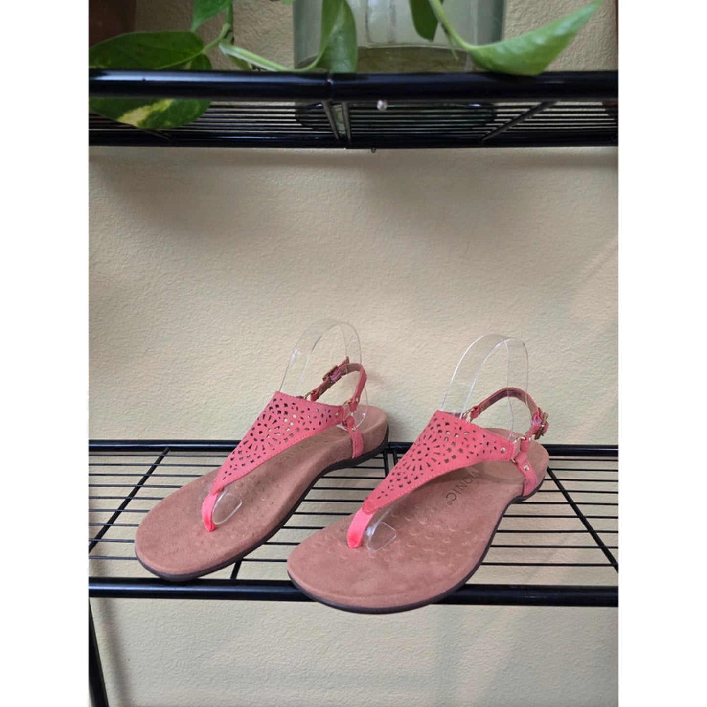 Vionics Kirra Orange Floral Backstrap Orthotic Arch Support Sandals Size 8.5