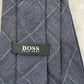 Hugo Boss Blue White Plaid Tartan Executive Wool Viscose Silk Neck Tie Men's