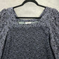 Style & Co Purple Black Floral Long Sleeve Flare Top Shirt Blouse Medium