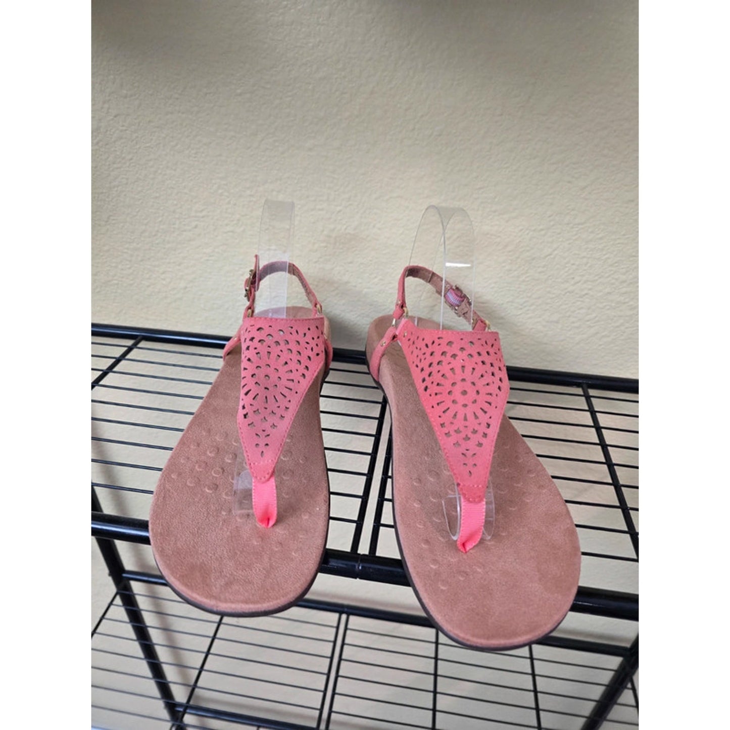 Vionics Kirra Orange Floral Backstrap Orthotic Arch Support Sandals Size 8.5