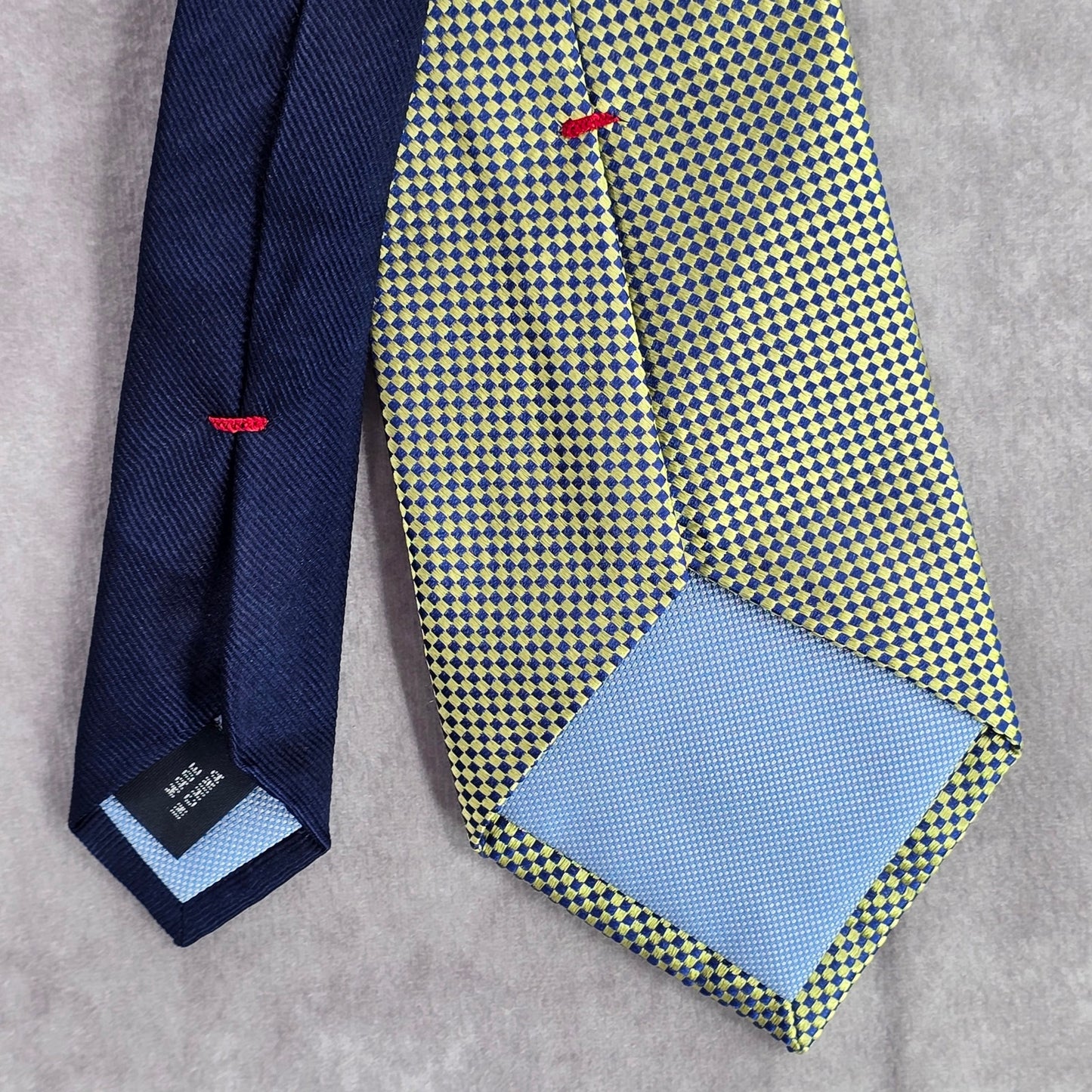 Tommy Hilfiger Yellow Gold Blue Executive Geometric Silk Men's Neck Tie