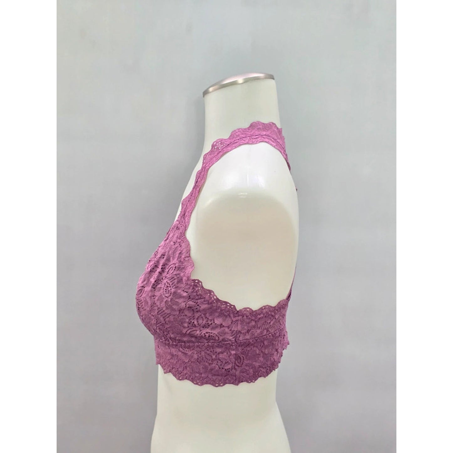 Felina Purple Lace Floral Whimsy Racerback Bridal Bralette Medium