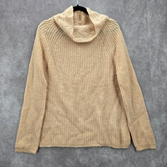 Pink Knit Gold Metallic Long Sleeve Pullover Cardigan Sweater Medium