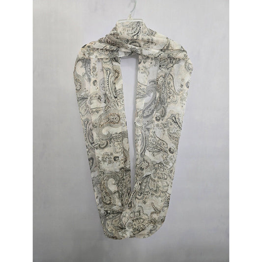 Gray Paisley Printed Light Floral Infinity Scarf OSFM