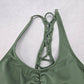 Green Crisscross Sports Bra Beach Padded Bikini Bralette Swim Top S Small