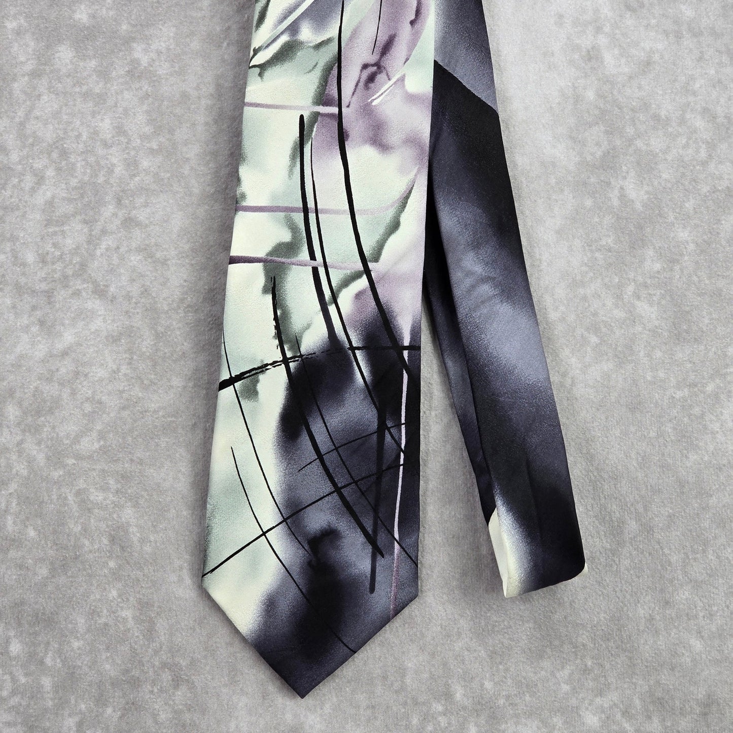 J. Garcia Gray Black Marble Geometric Abstract Silk Neck Tie Men's