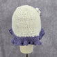 Vintage Y2K Crochet Festival Kawaii Purple White Knit Beanie Floral Funky Hat