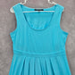 Chadwicks Blue Sleeveless Pleat Flare Midi Long Boho Cotton Dress Large