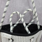 Jimelia White Black Neoprene Rope Small Crossbody With Zipper Pouch