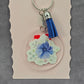 Letter Keychain Clear Silver Circle Handmade Acrylic Tassel Flower U Blue