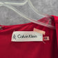 Calvin Klein Red Knee Length Pleat Sleeveless Fit Flare Formal Party Dress 12