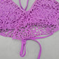 Xhilaration Purple Boho Crisscross Cutout Floral Bikini Bra Swim Top S Small