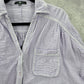 7 for all Mankind Purple Long Sleeve Stitched Crop Button Cotton Top Medium