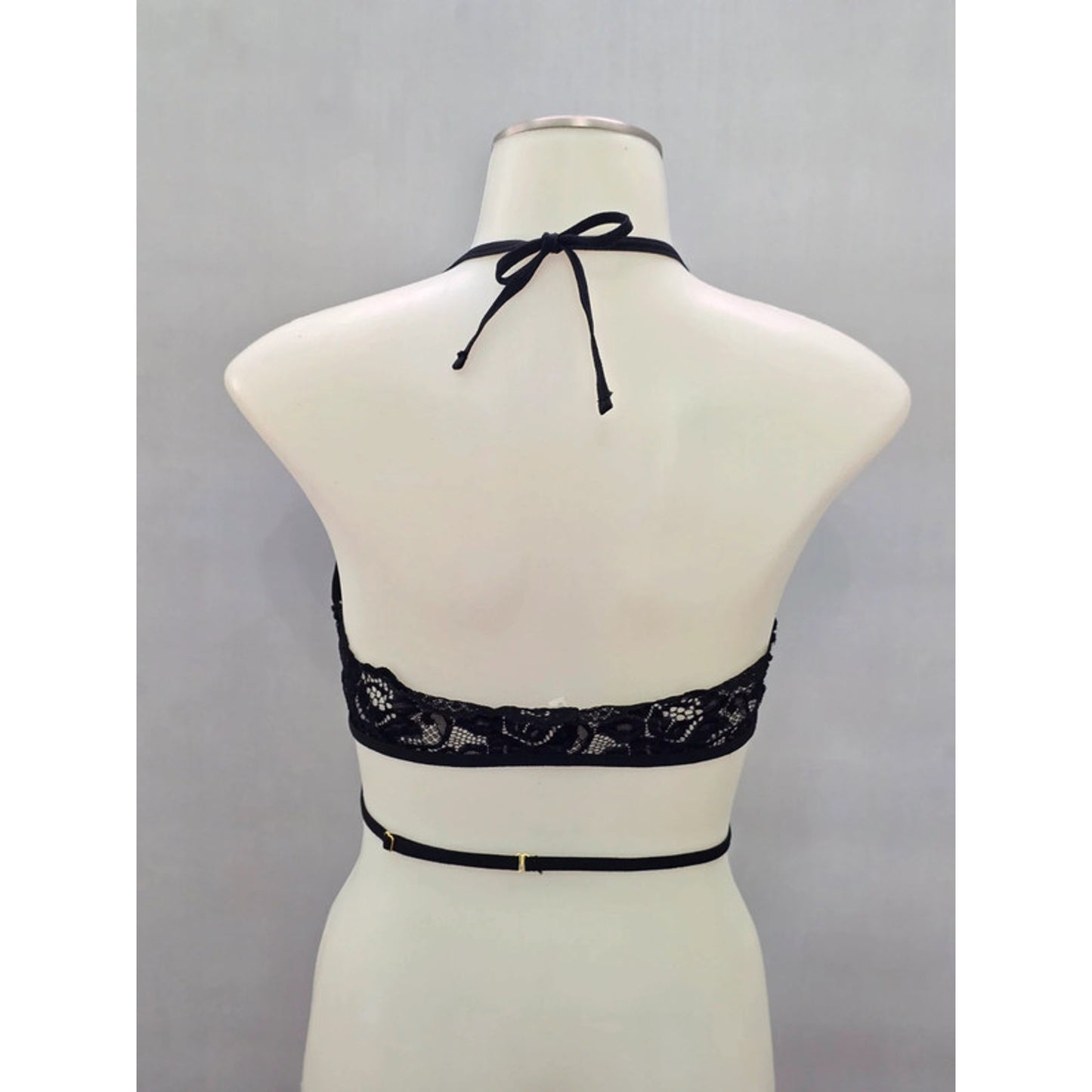 Black Lace Whimsygoth Dark Romance Tie Sheer Wrap Bralette Medium