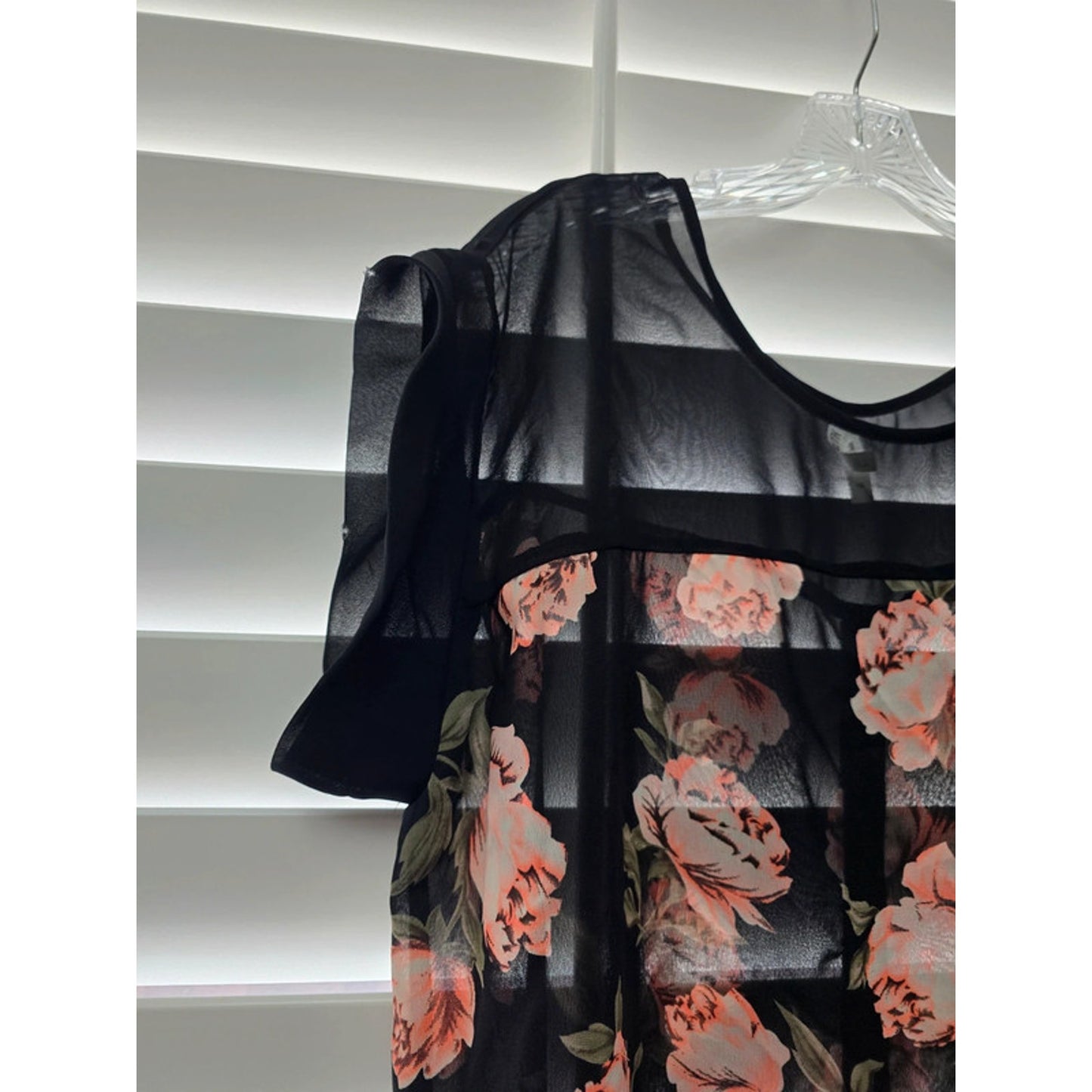 Live 4 Truth Black Floral Sheer Mermaid Tail Plus Size Top 1X