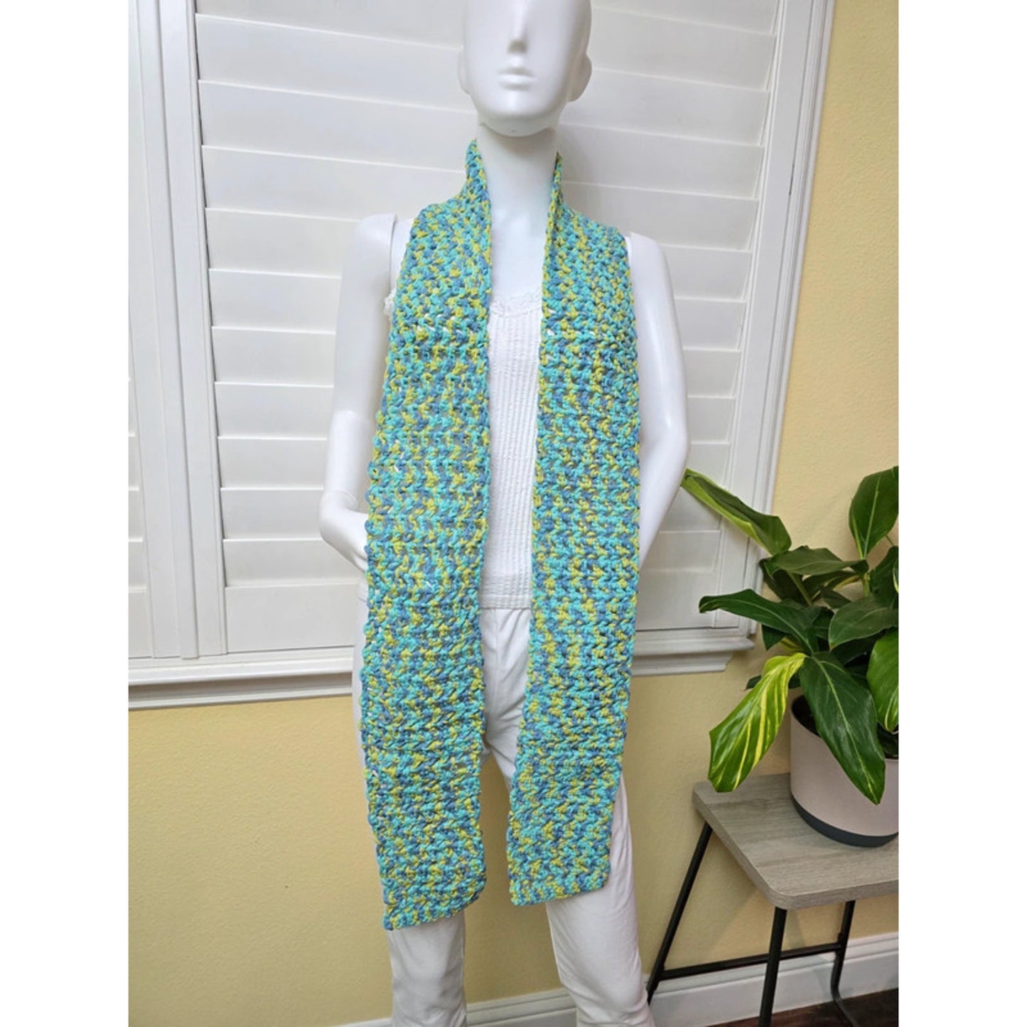 Blue Knit Long 90s Y2K Whimsy Cottage Scarf OSFM