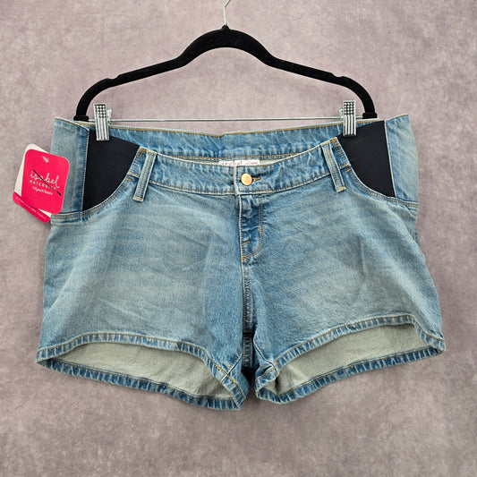 Isabel Maternity Blue Denim Jeans Midi Stretch Bottoms Pants Shorts 12