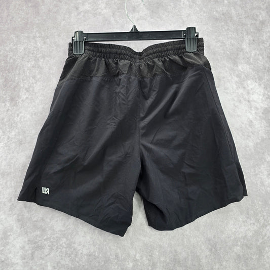 VRST Black Active Running Sports  Junior Youth Solid Zipper Lined Shorts S Small
