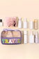 Purple TRAVEL Chenille Letter Clear PVC Makeup Bag