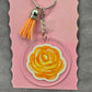 Letter Keychain Clear Silver Circle Handmade Acrylic Tassel Flower P Orange