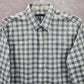 Gap Slim Fit Gray Plaid Long Sleeve Casual Work Mens Button Down Dress Shirt XL