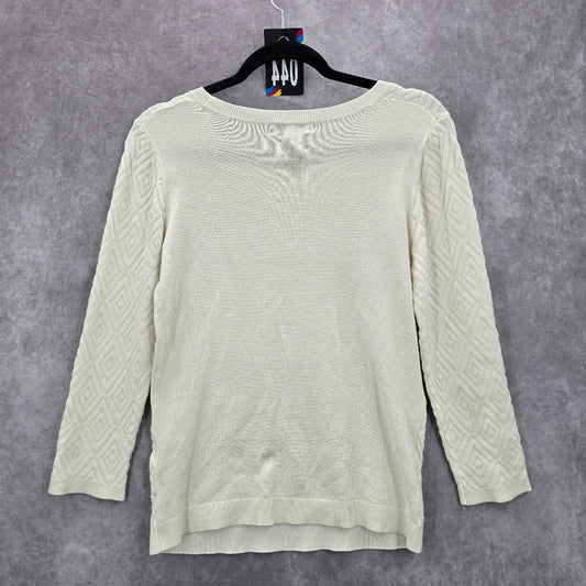 Jaclyn Smith Collection White Diamond Long Sleeve Sweater Small